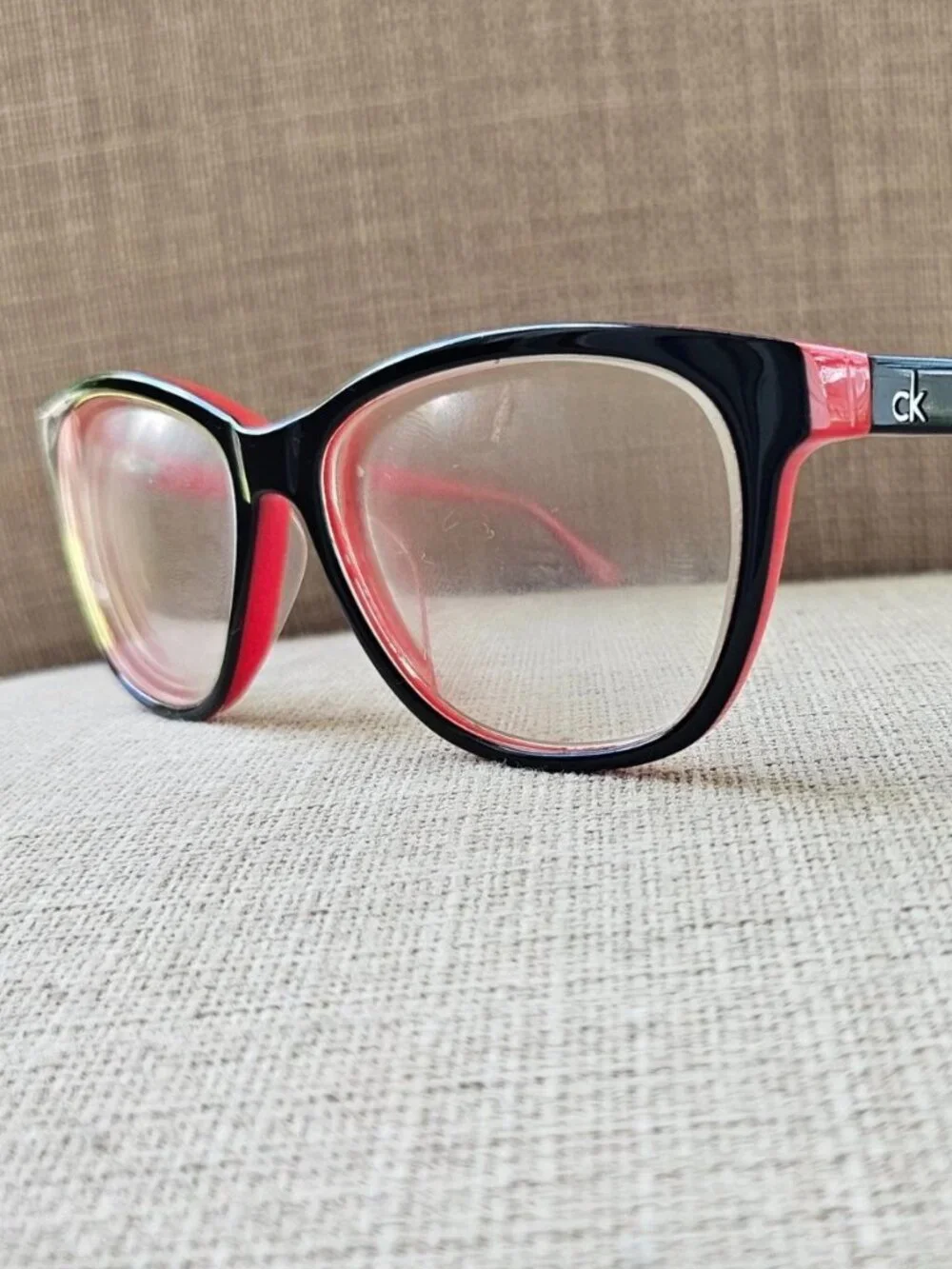 Calvin Klein Eyeglasses Frame Black/Red Tone Eyewear Glasses Frame only Read des